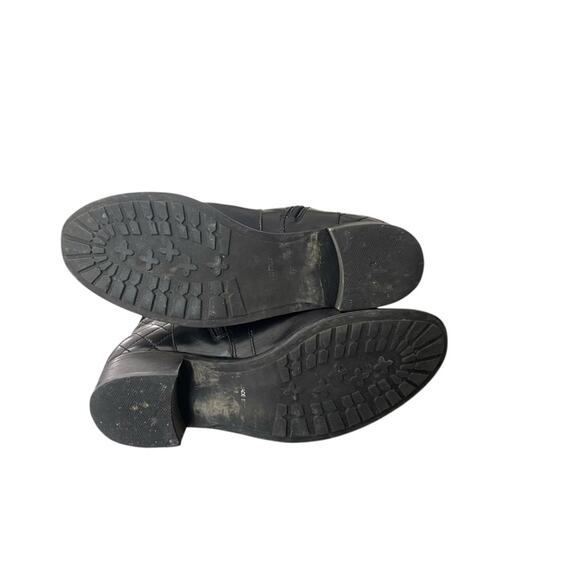 Aquatalia Oralie Black Knee-High Stretch Leather Riding Boots Side Zip Quilted 8 - Picture 9 of 10